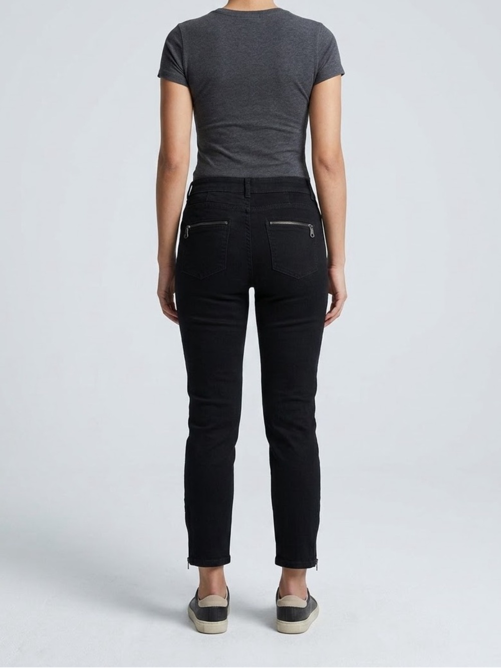 ⁠Chico's 1.5 Platinum Ultimate Fit Black Denim Jeans Ankle Zip Capsule US 10 M